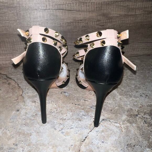 Studded Ankle Strap High Heels Stilettos Pumps Sz 8.5 Dress Shoes Formal Wedding - Picture 14 of 16